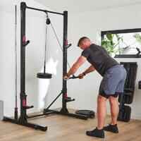 Weight Training Pulley Station With Pull Bar, Weights Holder and Net