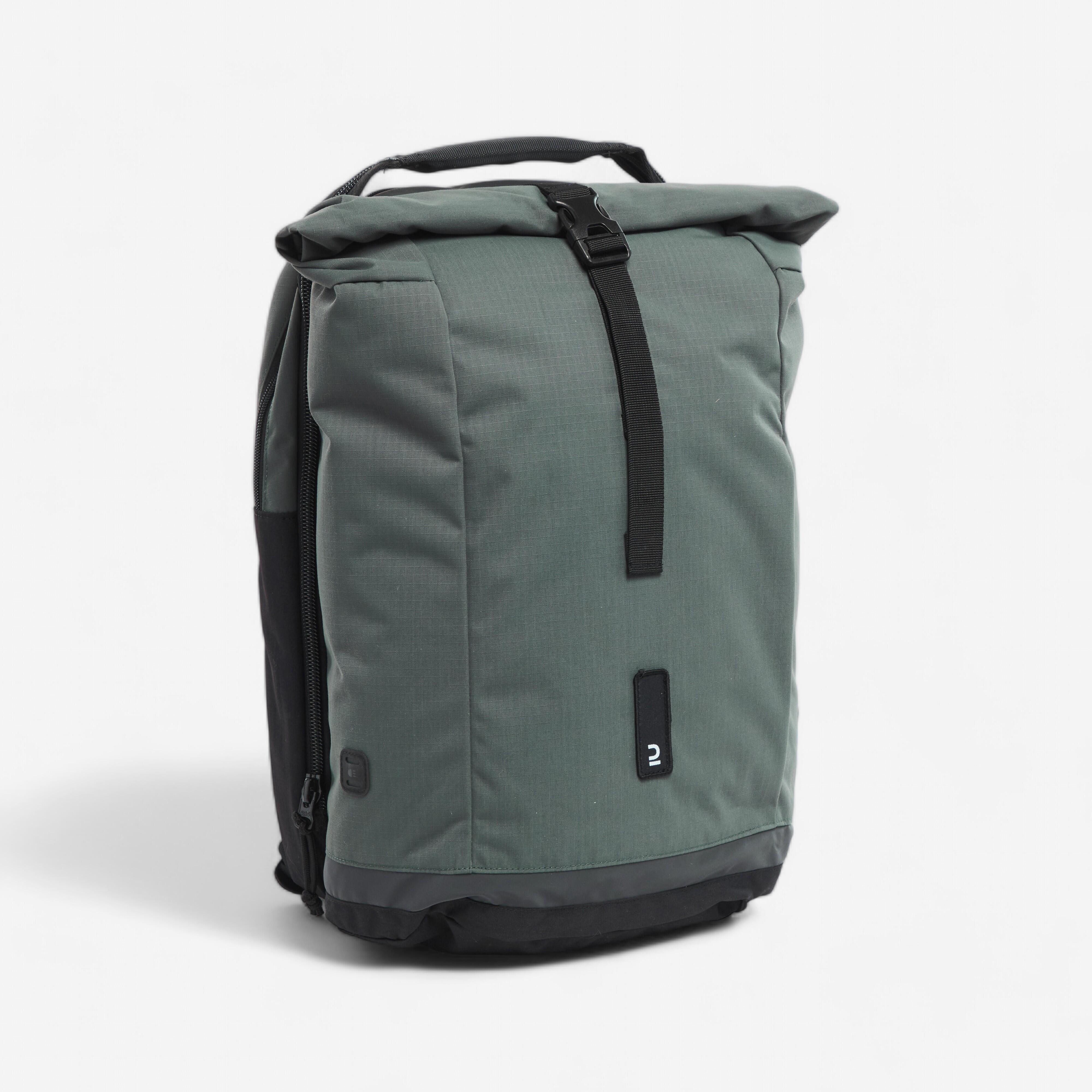 Mochila/alforge para porta-bagagens de bicicleta duplo 27 litros verde cinza