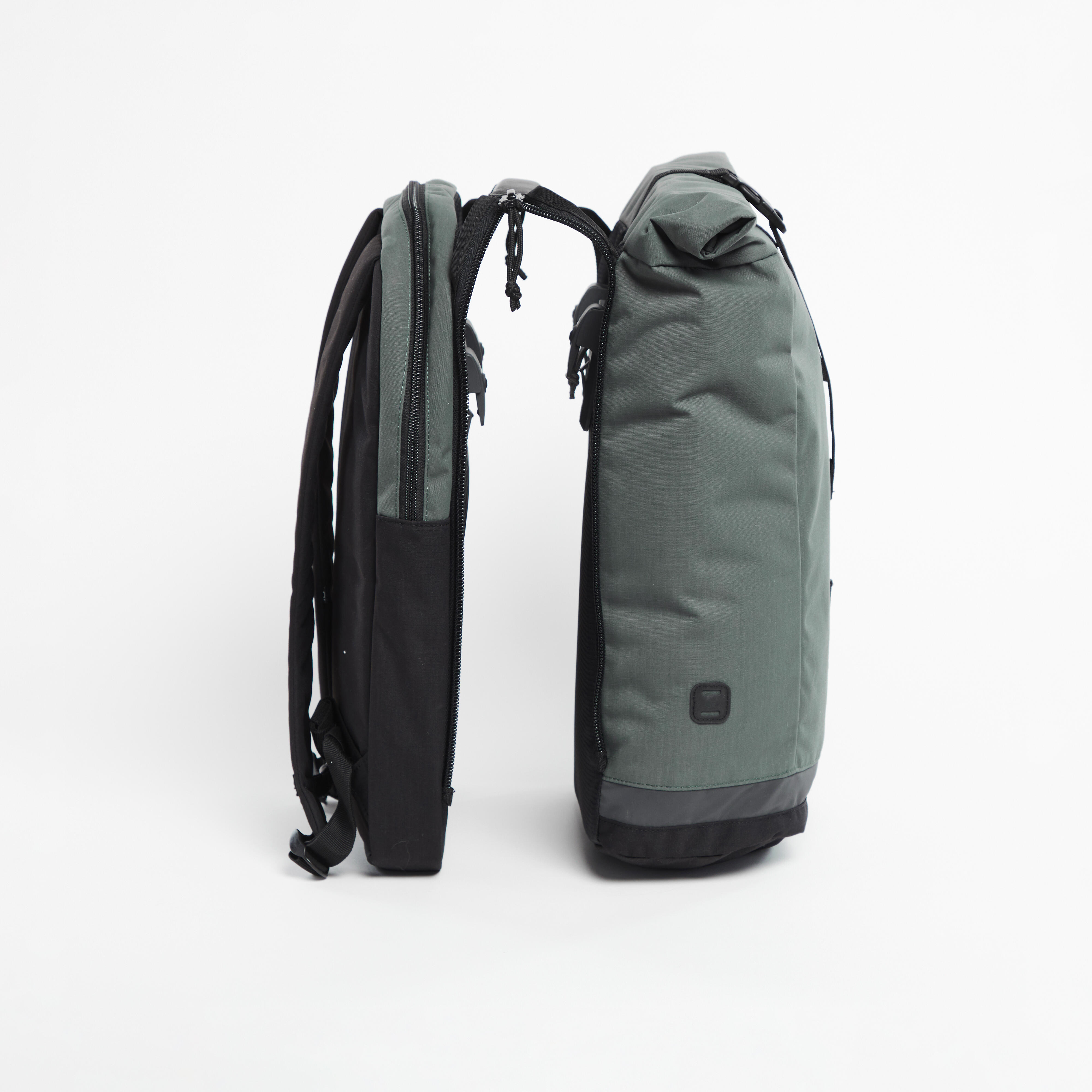 Sac à dos convertible en sacoches de vélo double 27 L Vert Fonc Gris