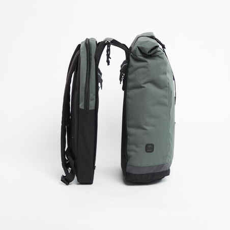 27 L Cycling Double Pannier Rack Backpack - Green/Grey