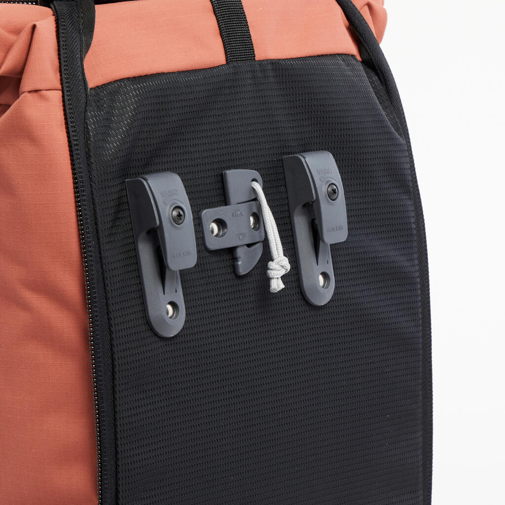 Doppel-Fahrradtasche Gepäcktasche Rucksack für Gepäckträger 27 Liter grün/grau 