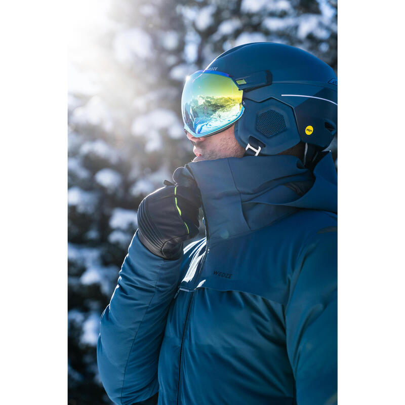 Doudoune de ski très chaude et ventilée homme, 500 Warm bleu pétrol