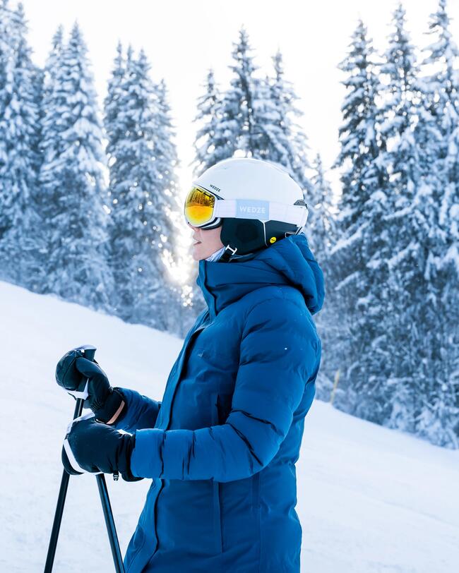 Women's Warm Mid-length Ski Jacket 500 - Blue WEDZE