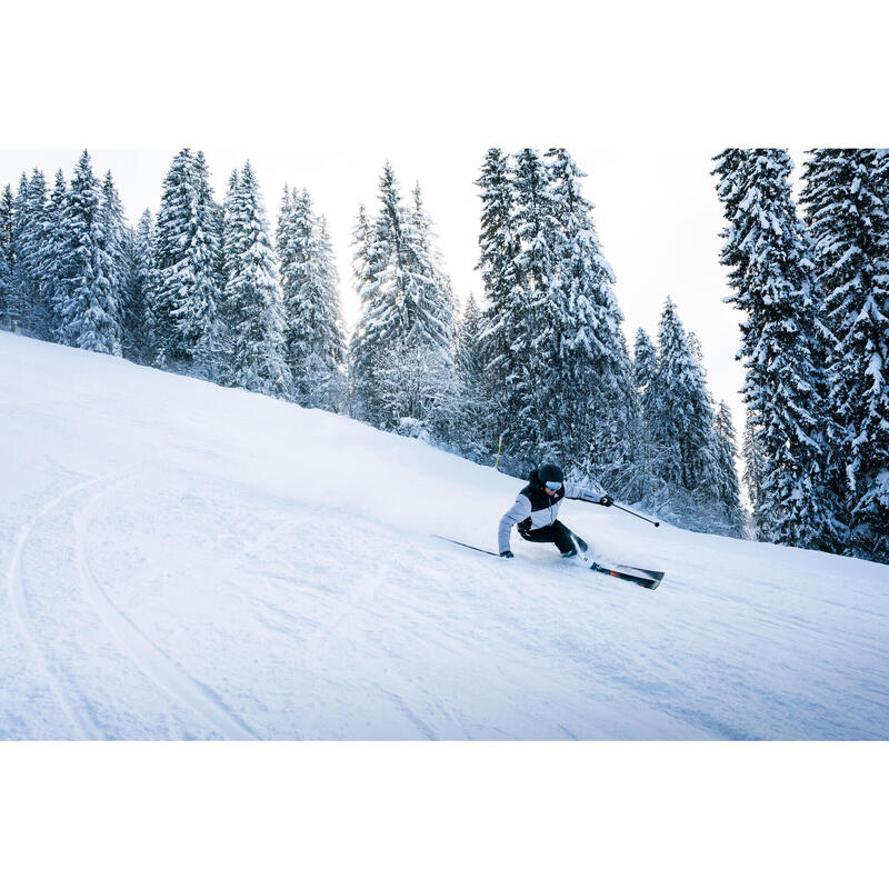 Doudoune de ski très chaude et ventilée homme, warm 900 gris et noir