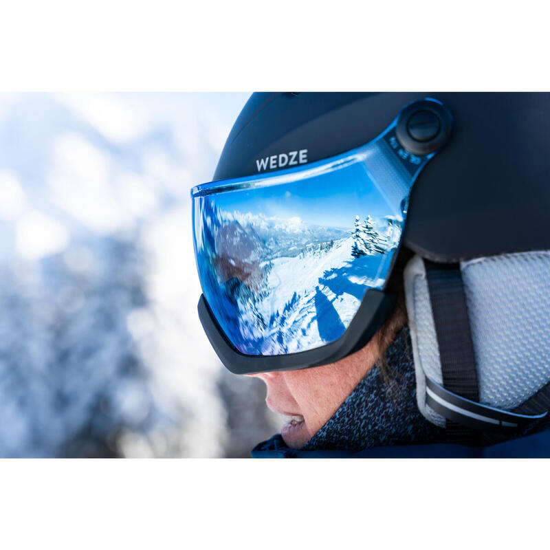 CAPACETE DE SKI ADULTO COM VISEIRA - H350 - CINZENTO