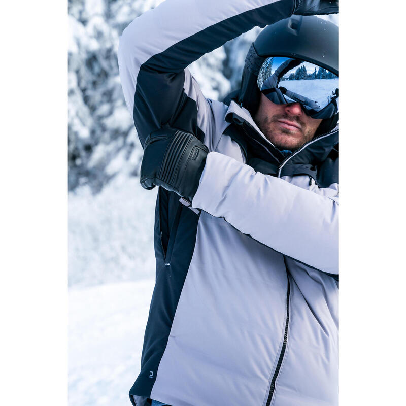 Doudoune de ski très chaude et ventilée homme, 500 Warm gris et noir