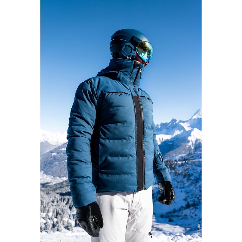 Erkek Şişme Kayak/Snowboard Montu - Petrol Mavisi - 500 Warm