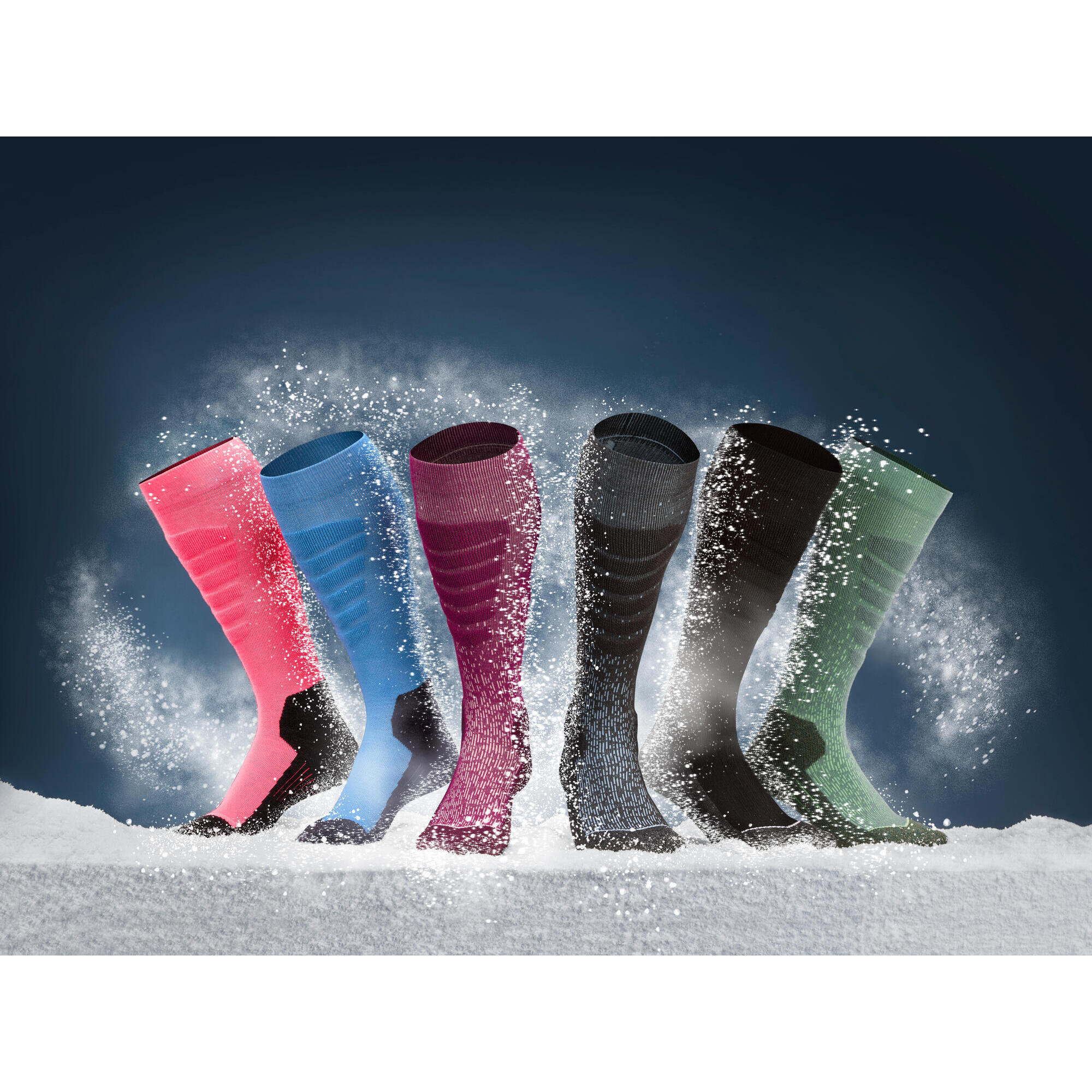 Chaussettes de ski et snowboard adulte 100 bleu et gris WEDZE Decathlon