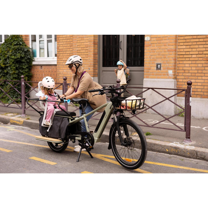 Bicicleta de carga cargobike eléctrica longtail carga trasera R500E Verde Claro