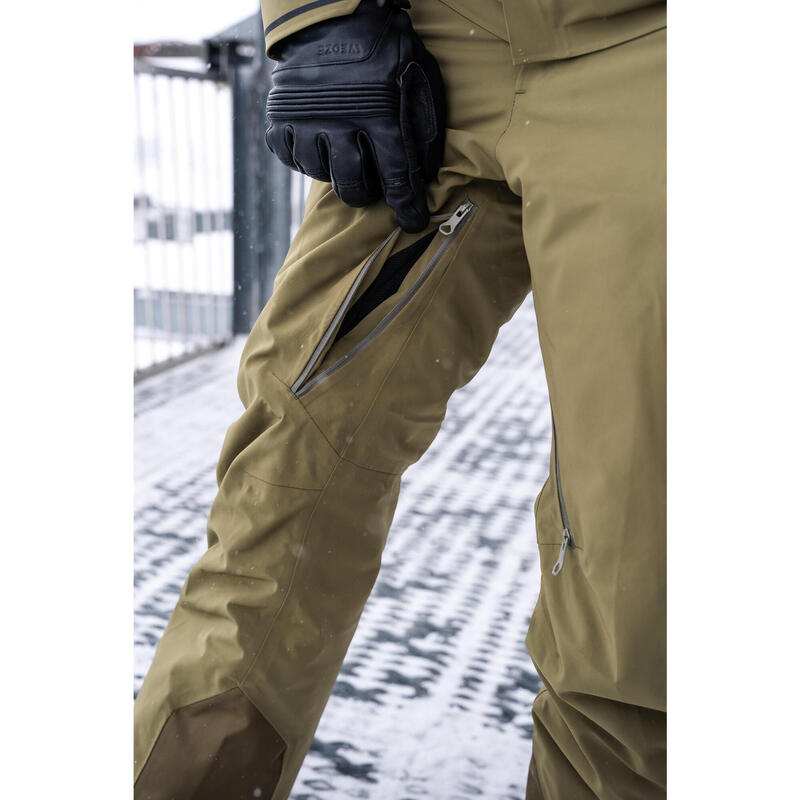 Pantalon de ski très respirant et imperméable homme, 900 kaki