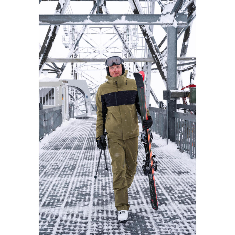 Veste de ski et snowboard très respirante et imperméable homme, JKT 900 kaki