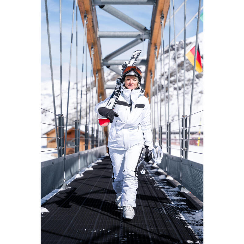 Veste de ski et snowboard très respirante et imperméable femme, JKT 900 blanc