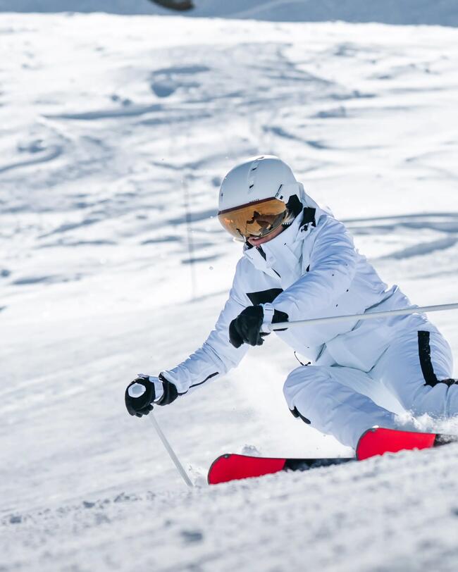 WOMEN'S DOWNHILL SKI WITH BINDINGS - BOOST 580 - BLACK AND WHITE