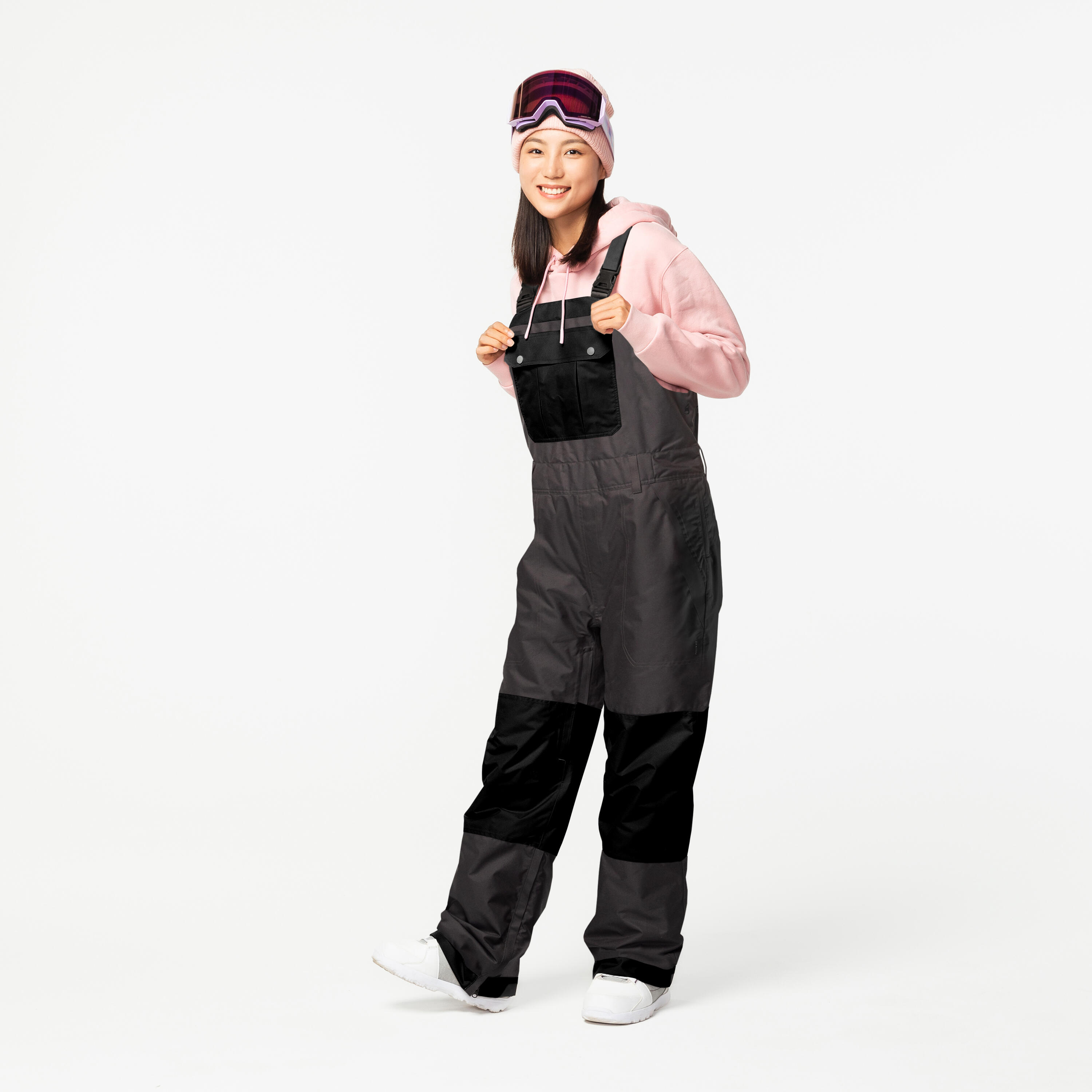Adult Wide Waterproof Snowboard Salopettes SNB 500 - Black 8/21