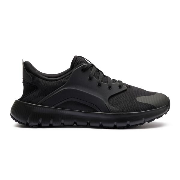Black lace-up walking shoe