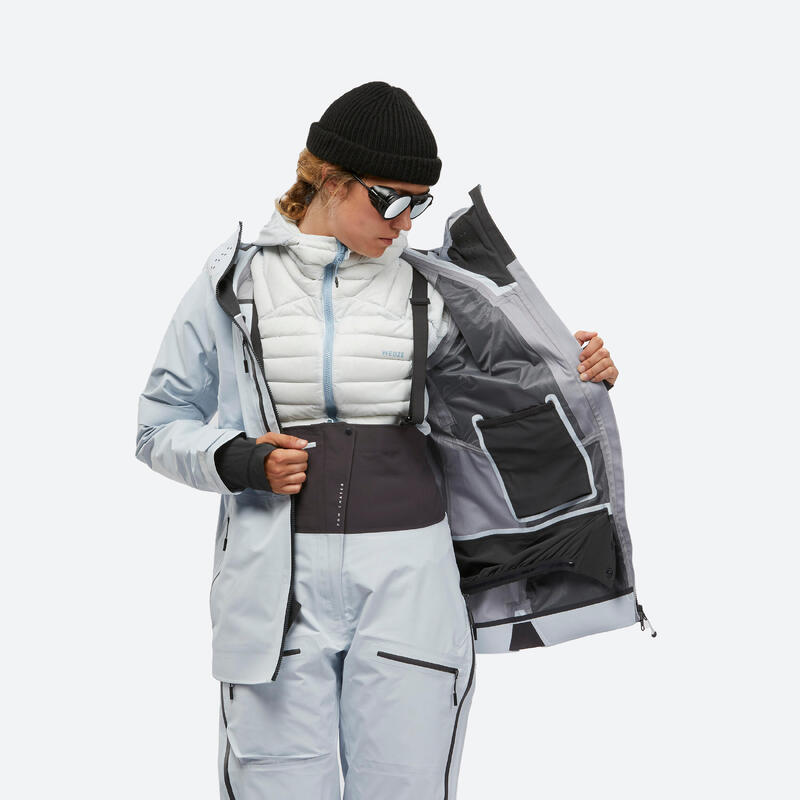 Veste de ski imperméable et respirante femme, FR 900 bleu glacier