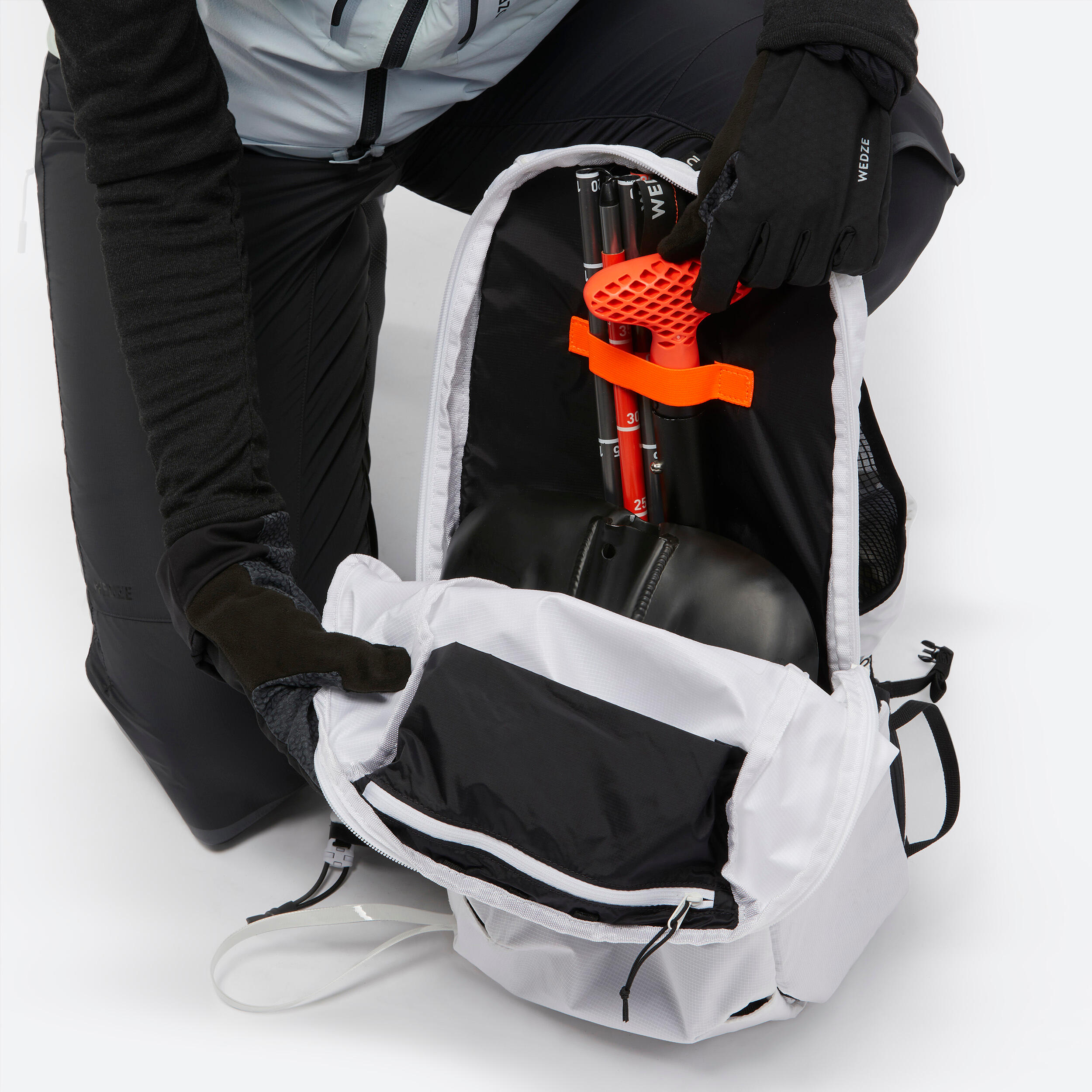 Ski Touring Backpack 17 L - PACER  White and Black 15/18