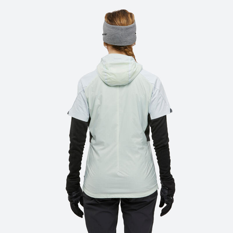 GILET MANCHE COURTE SKI DE RANDONNEE FEMME PACER - BLEU GLACIER ET JAUNE