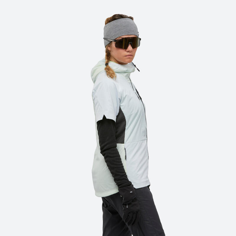 GILET MANCHE COURTE SKI DE RANDONNEE FEMME PACER - BLEU GLACIER ET JAUNE