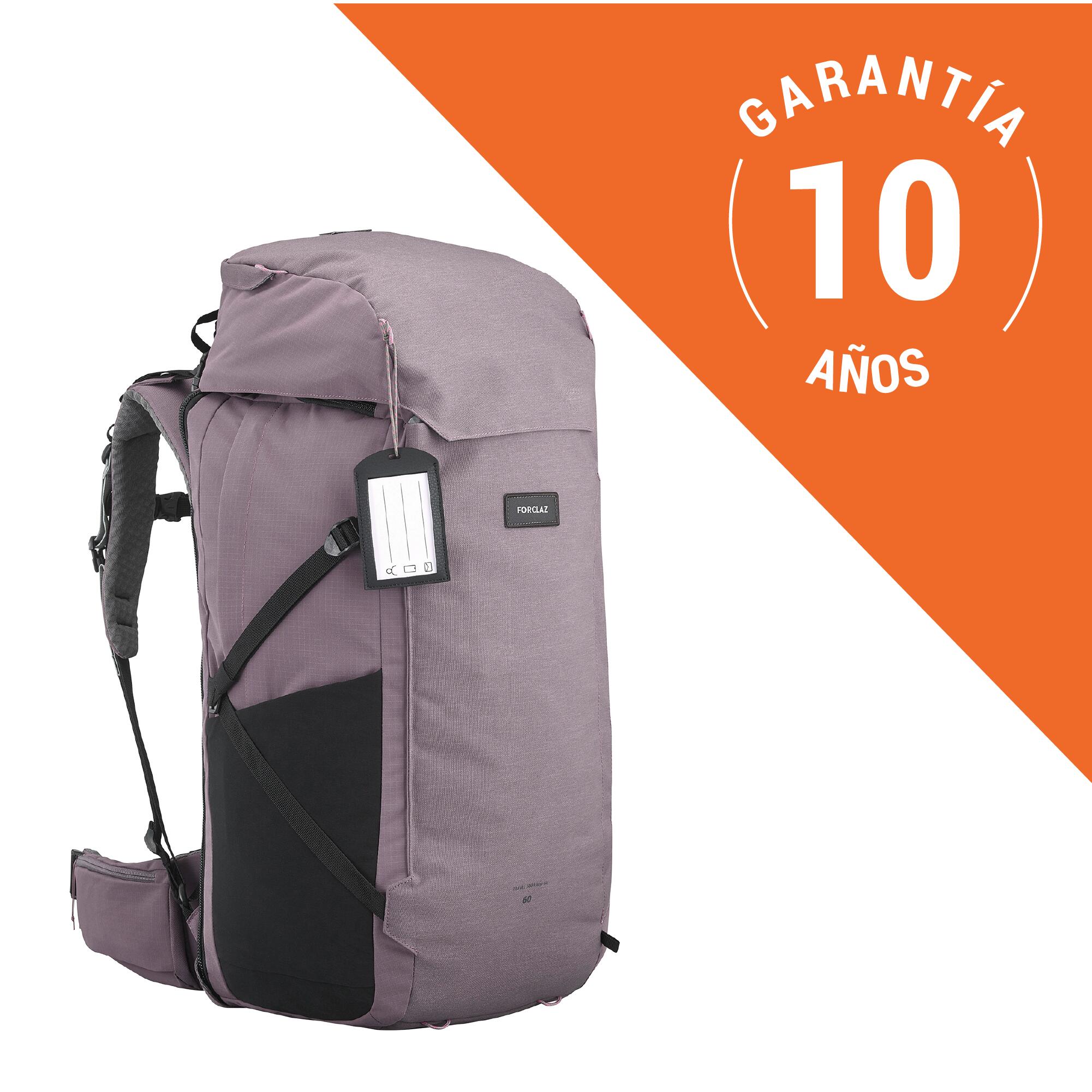 Mochila de montaña y trekking 60+6L Mujer Forclaz Travel 900. Funda impermeable 5/11