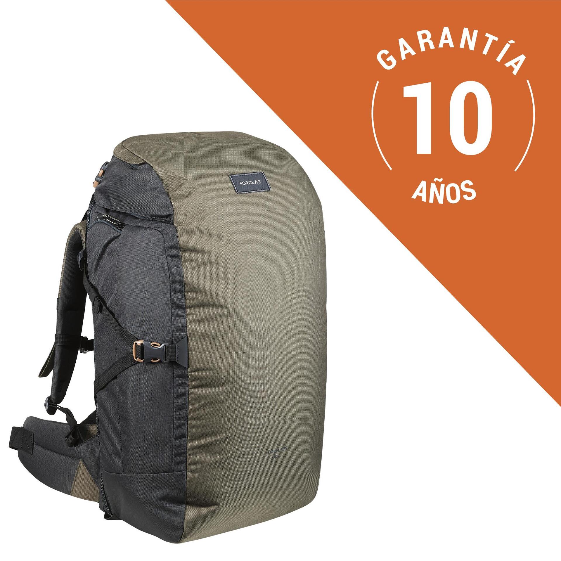 Trekking Travel Backpack 60 Litres | TRAVEL 100 - Khaki Trekking Travel Backpack 60 Litres | TRAVEL 100 - Khaki