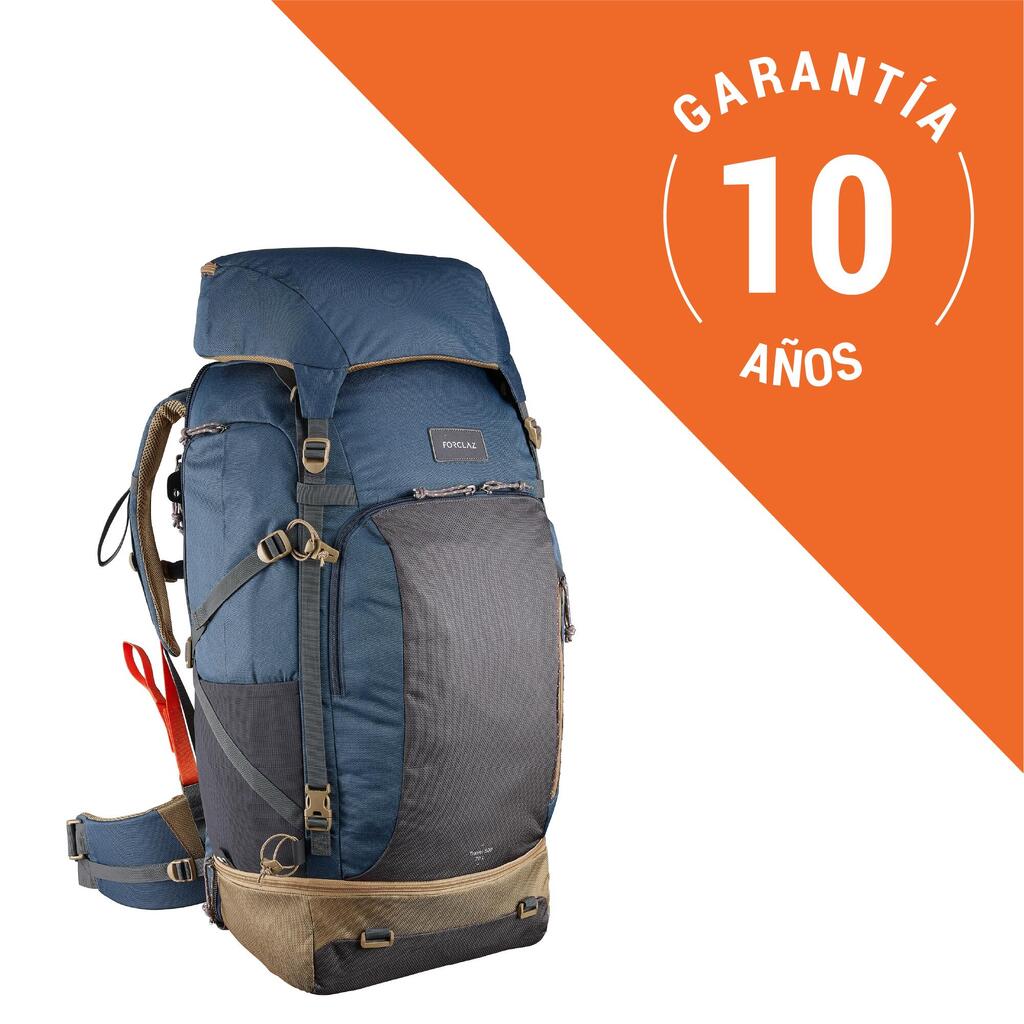 Morral de 70 litros trekking de viaje para Hombre Forclaz Travel 500 azul