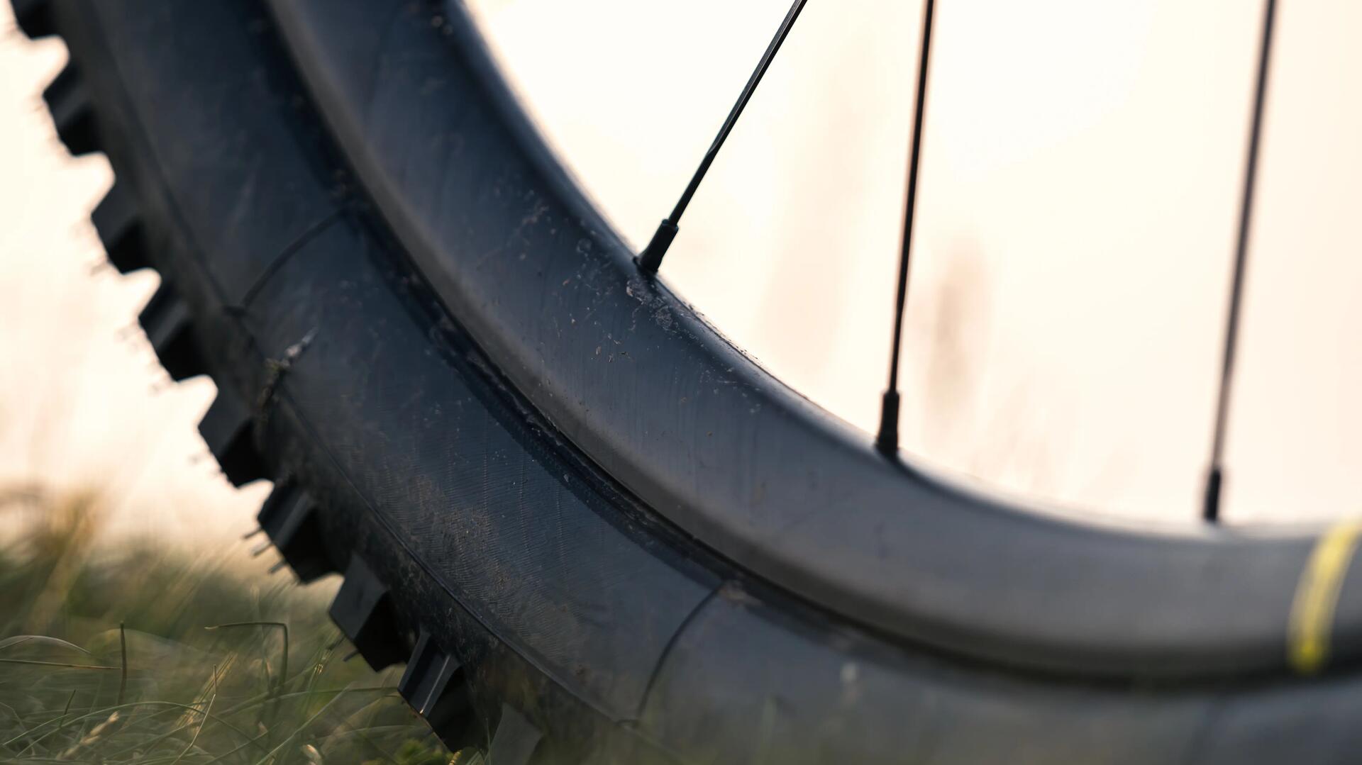 A close-up shot of a mountain bike tyre?