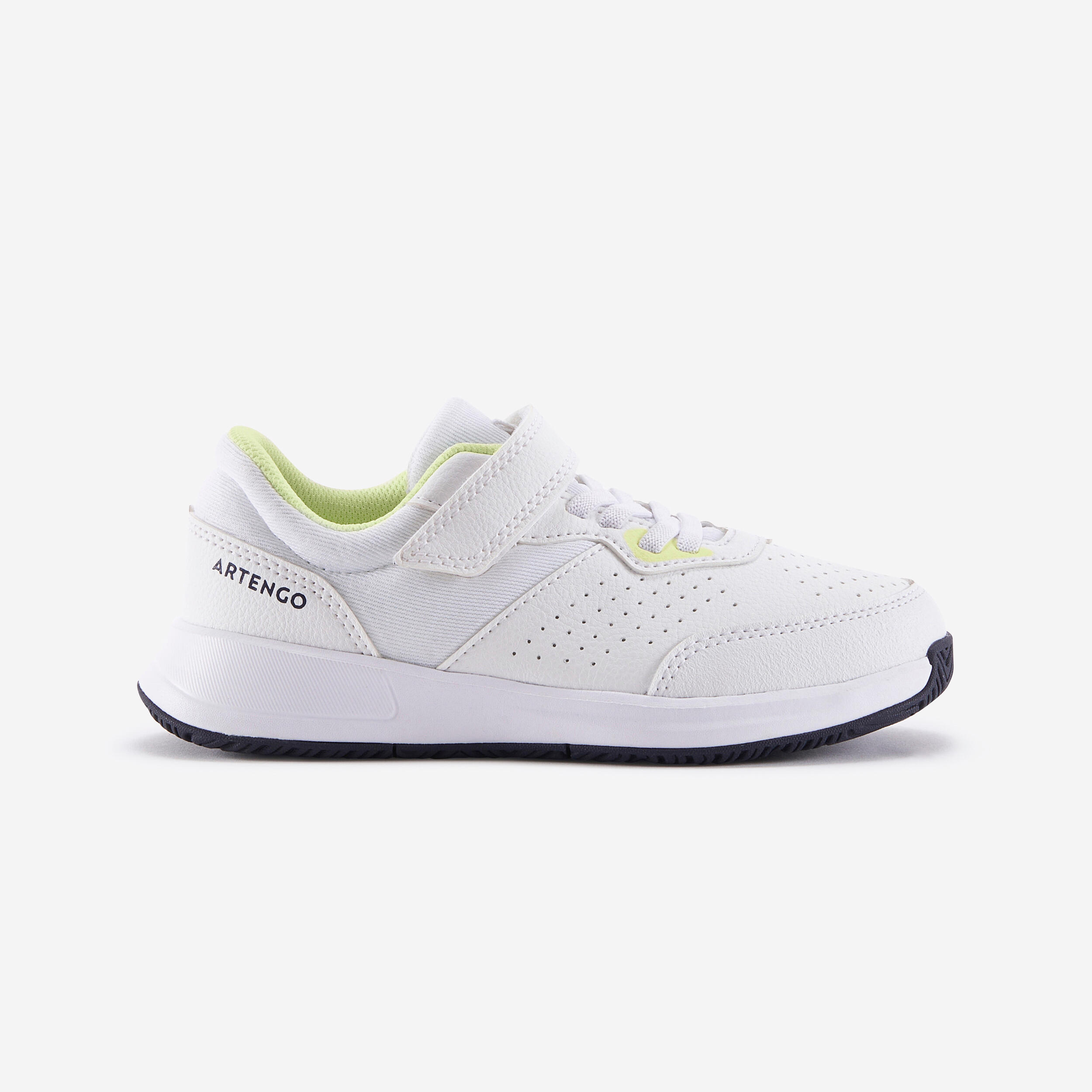 chaussures de tennis à scratchs enfant - essentiel kd blanc jaune - artengo
