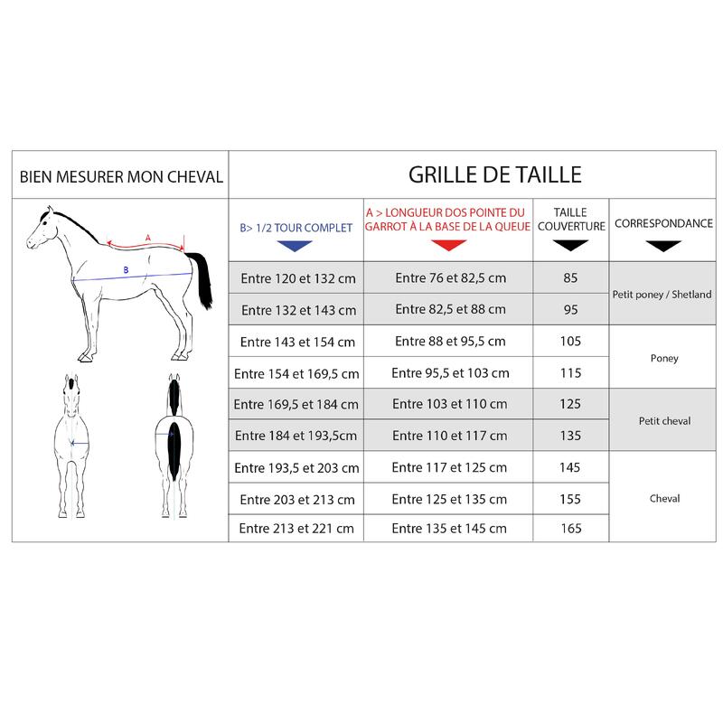 Couverture équitation écurie 300g Cheval et Poney - Combo 300 gris moyen