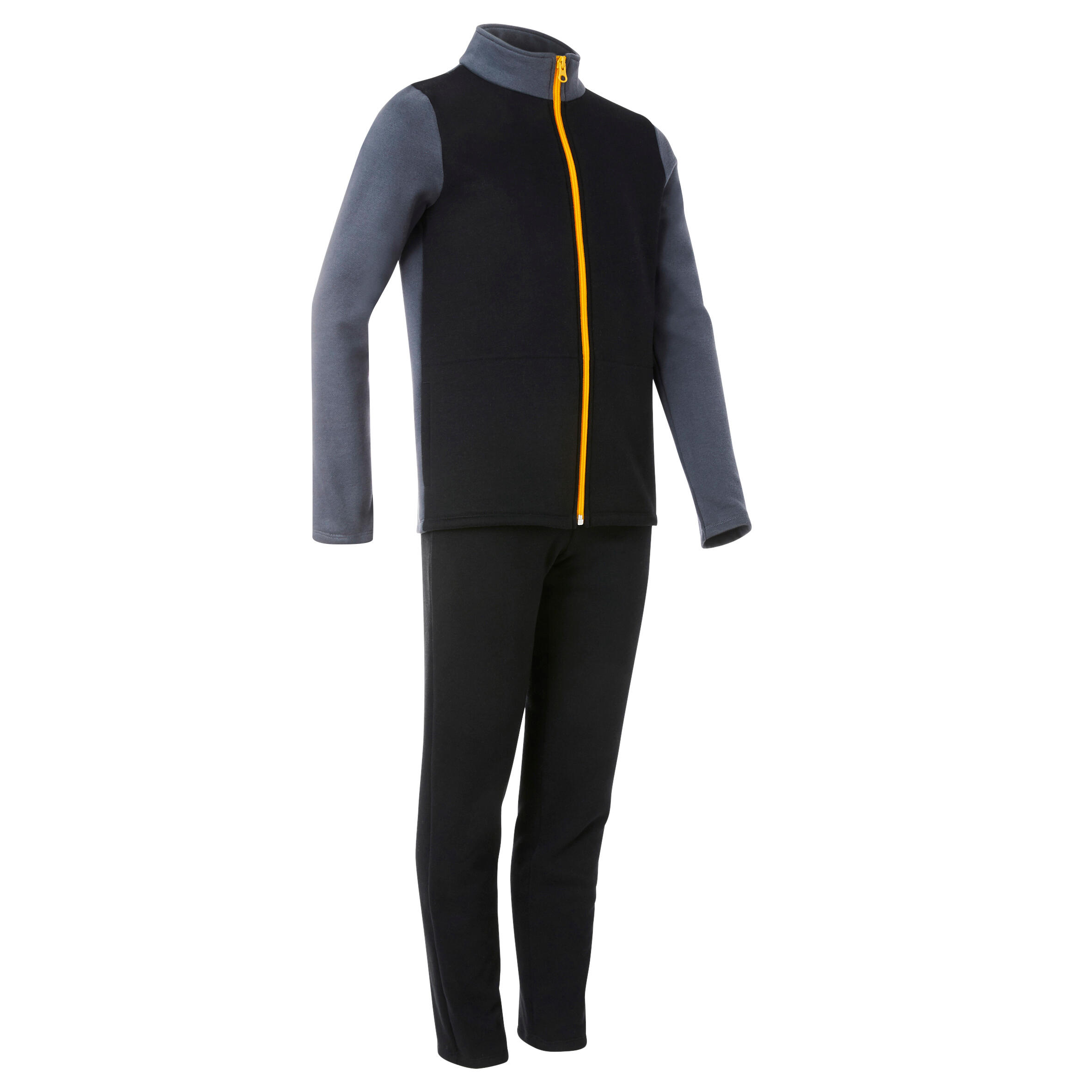 Kids’ Zip-Up Tracksuit - Black - DOMYOS