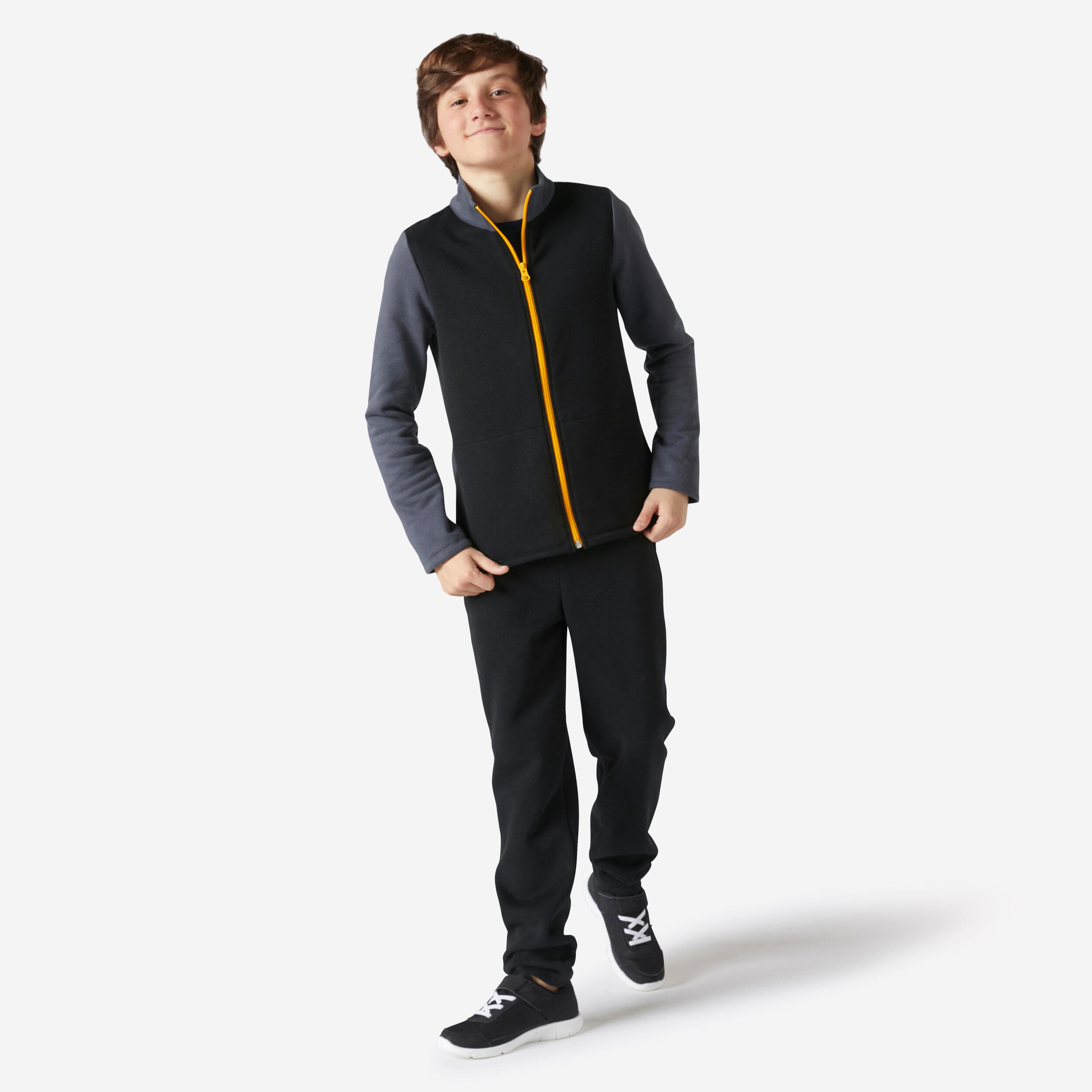 Kids' Warm Zip-Up Tracksuit Warmy - Black 1/6