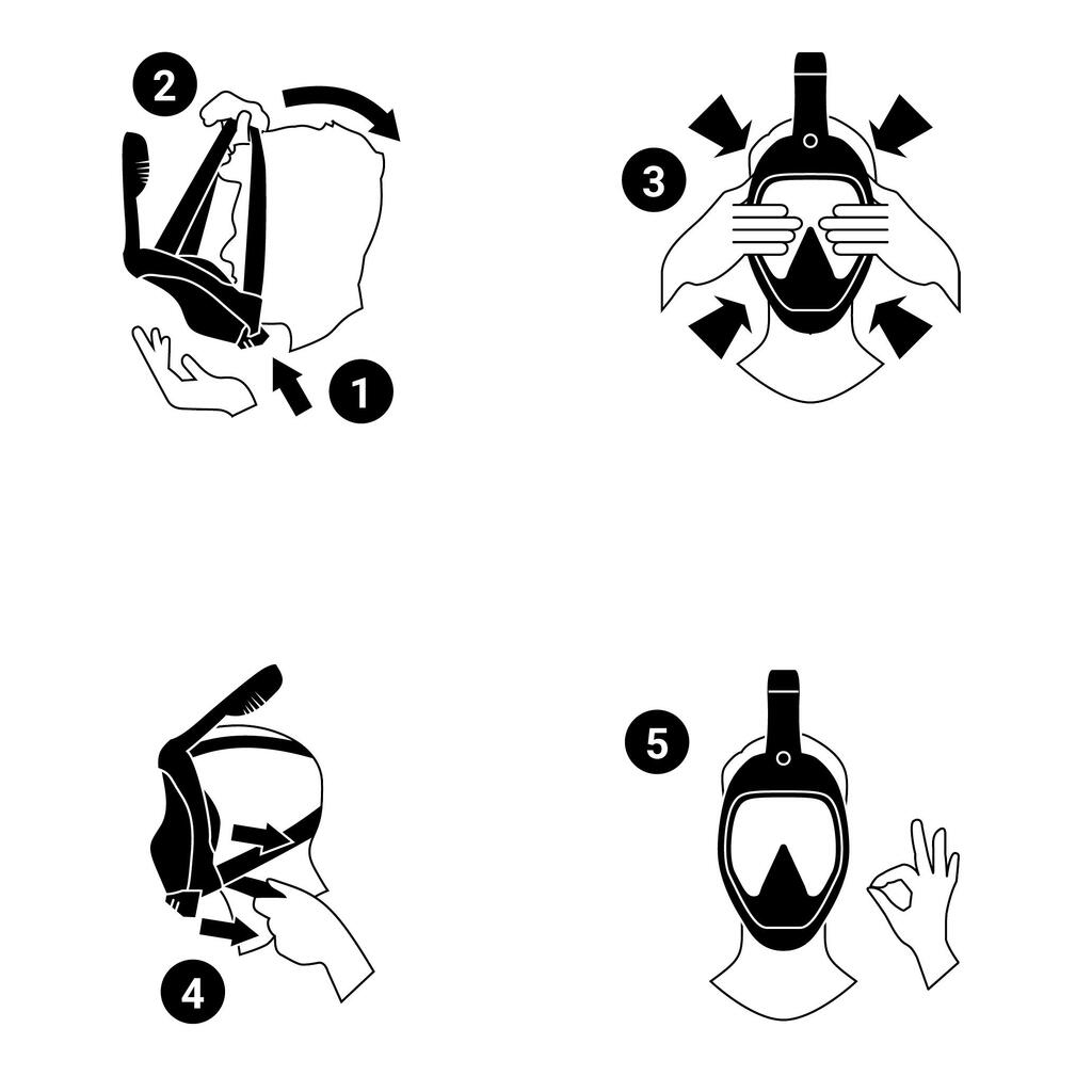 Täiskasvanute snorgeldamismask Easybreath 500 ja lestad, sinine