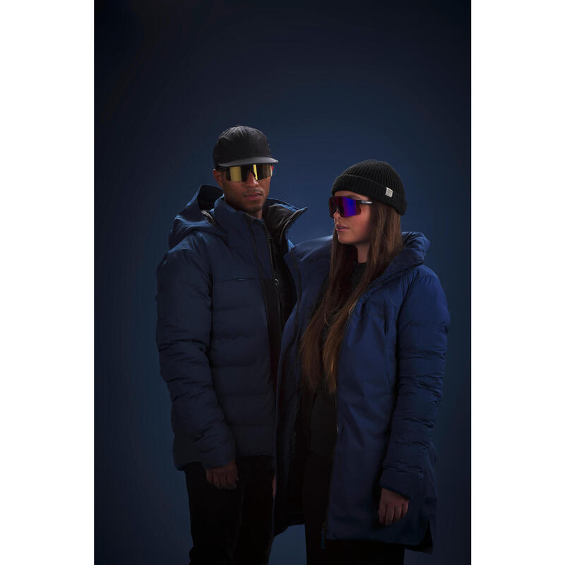 Casaco quente de ski comprido mulher 500 - azul