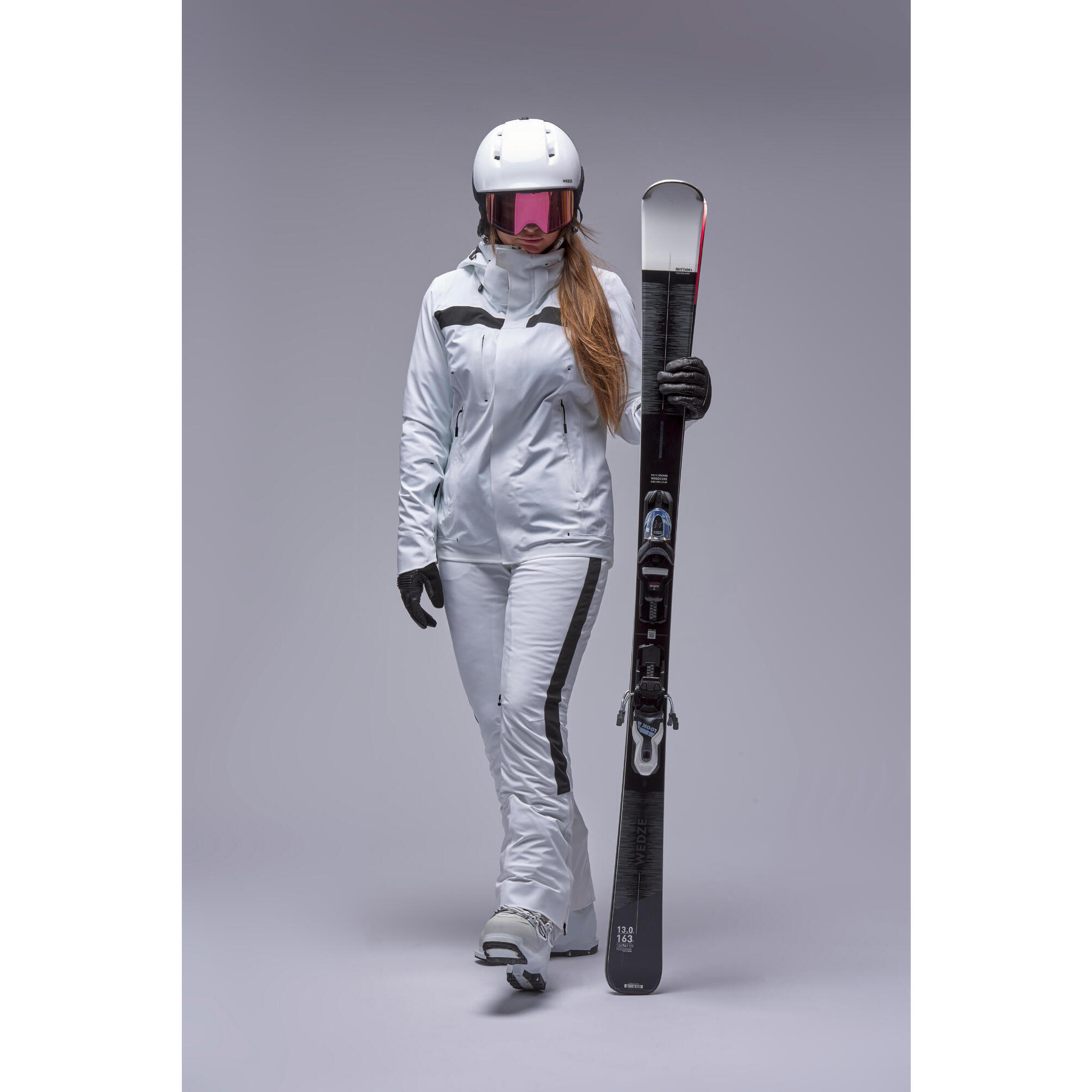 WOMEN'S ALPINE SKI WITH BINDINGS - BOOST 580 - BLACK AND WHITE