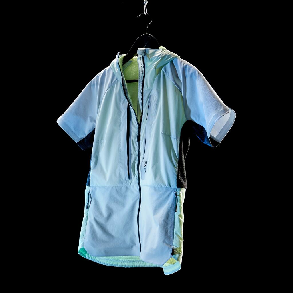 WOMEN'S X-COUNTRY SKIING PACER SHORT-SLEEVED GILET- ICY BLUE AND YELLOW