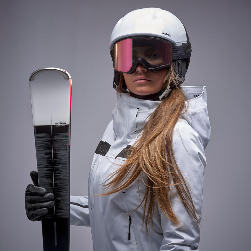 Veste de ski et snowboard très respirante et imperméable femme, JKT 900 blanc