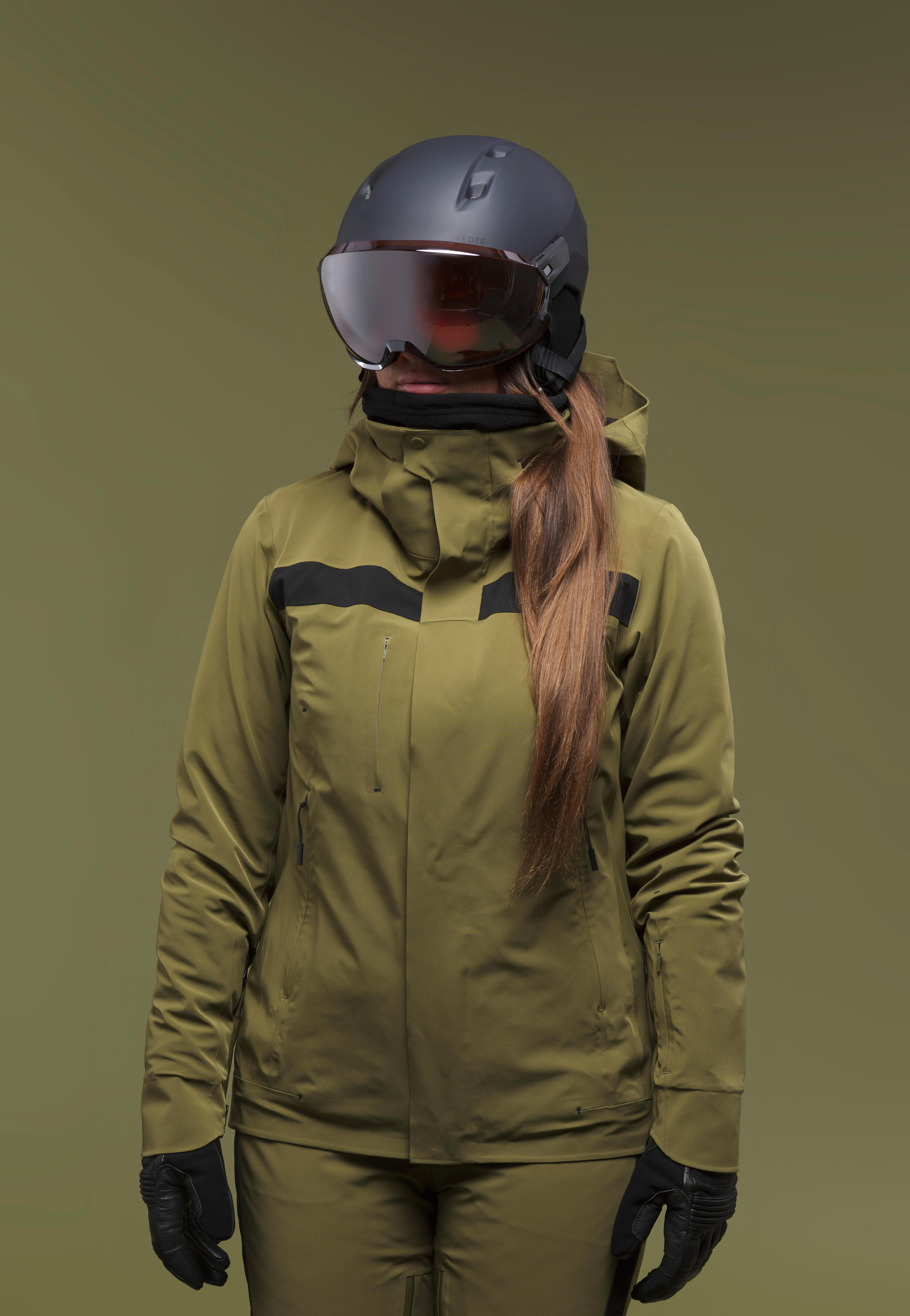 WOMEN’S SKI JACKET 900 - KHAKI 3/22