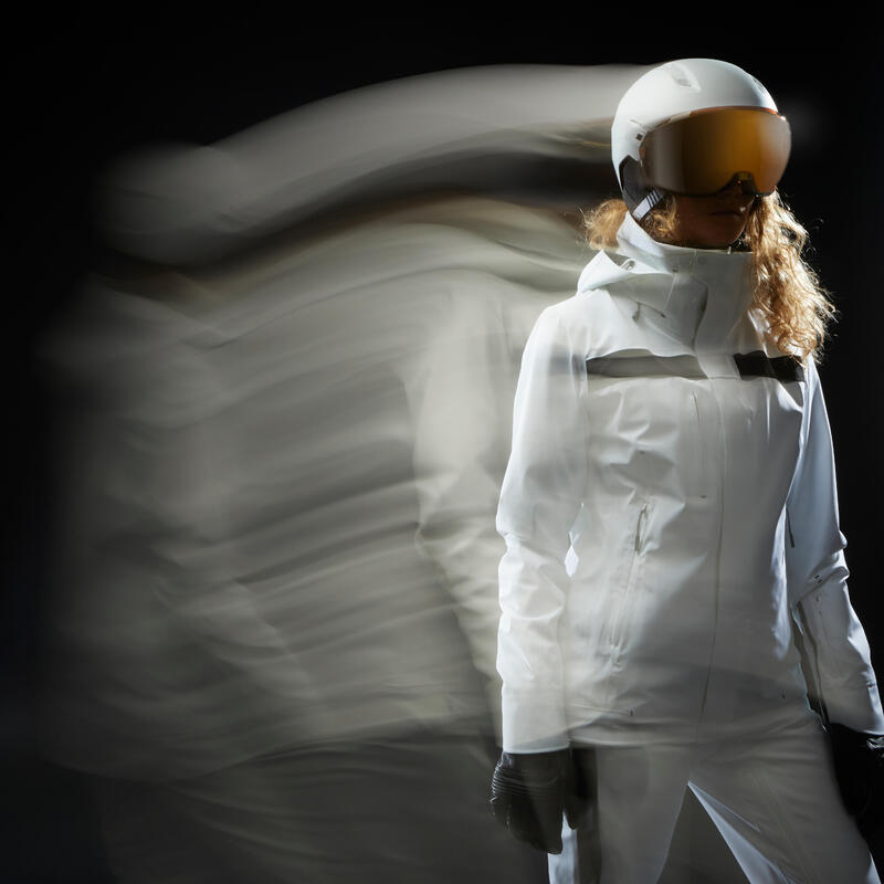 Veste de ski et snowboard très respirante et imperméable femme, JKT 900 blanc