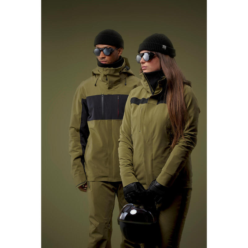 Veste de ski et snowboard très respirante et imperméable homme, JKT 900 kaki