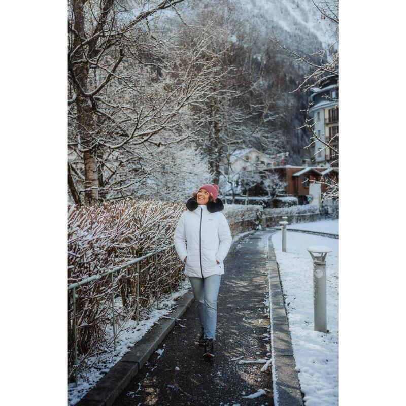 Veste de ski chaude mi-longue femme, 100 blanc