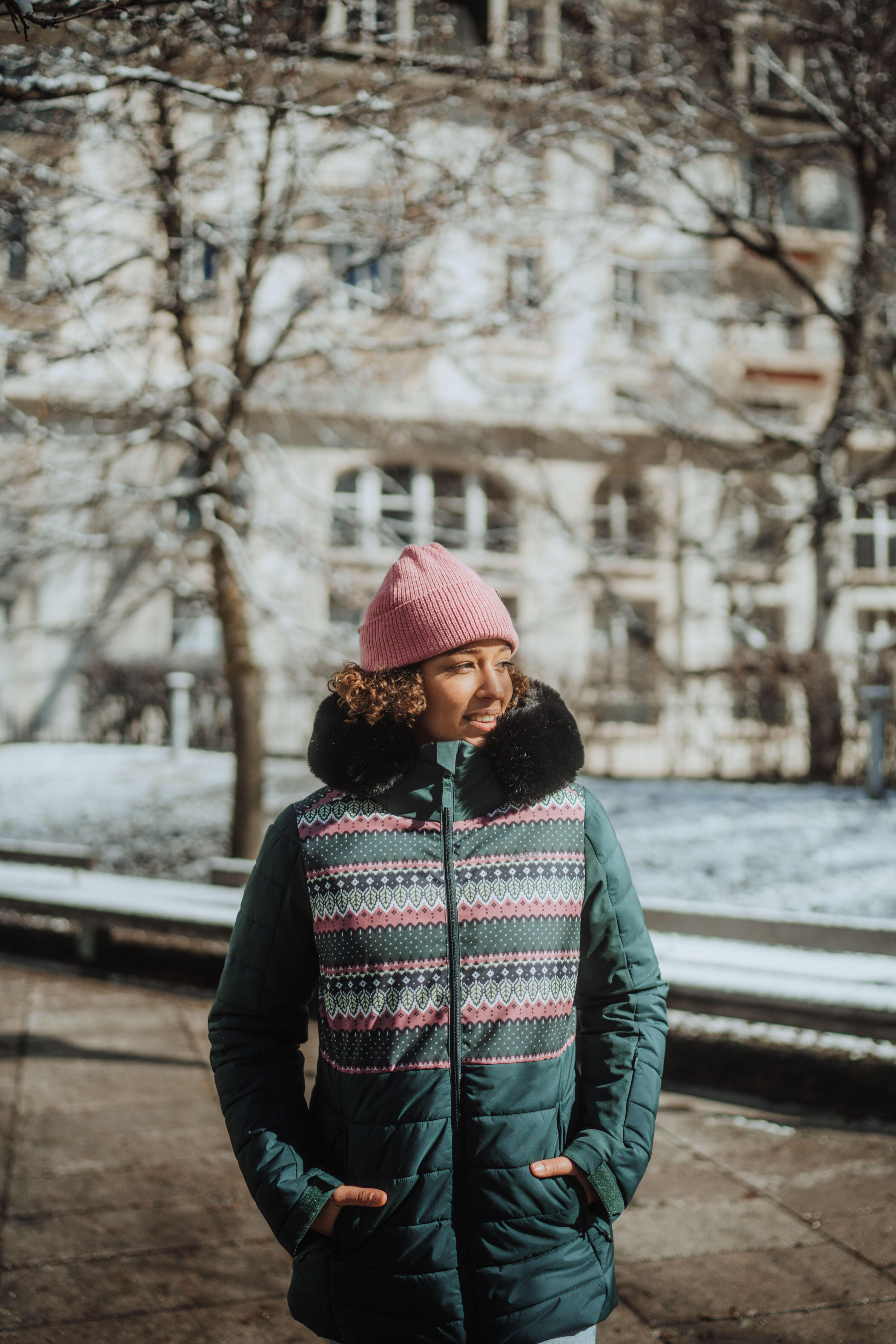 Veste de ski chaude mi-longue femme 100 - motifs 13/15
