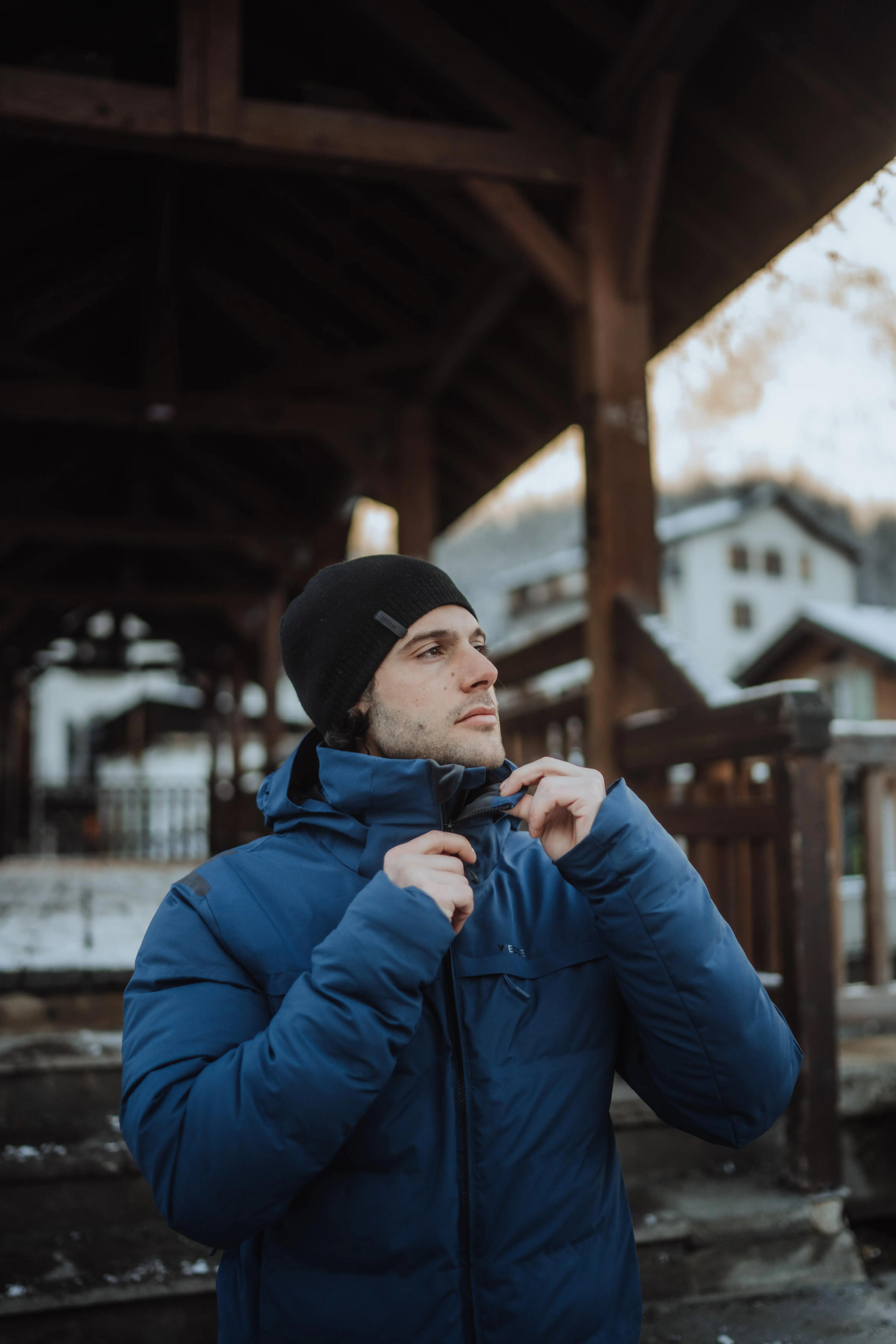 Erkek Şişme Kayak/Snowboard Montu - Petrol Mavisi - 500 Warm 28/34