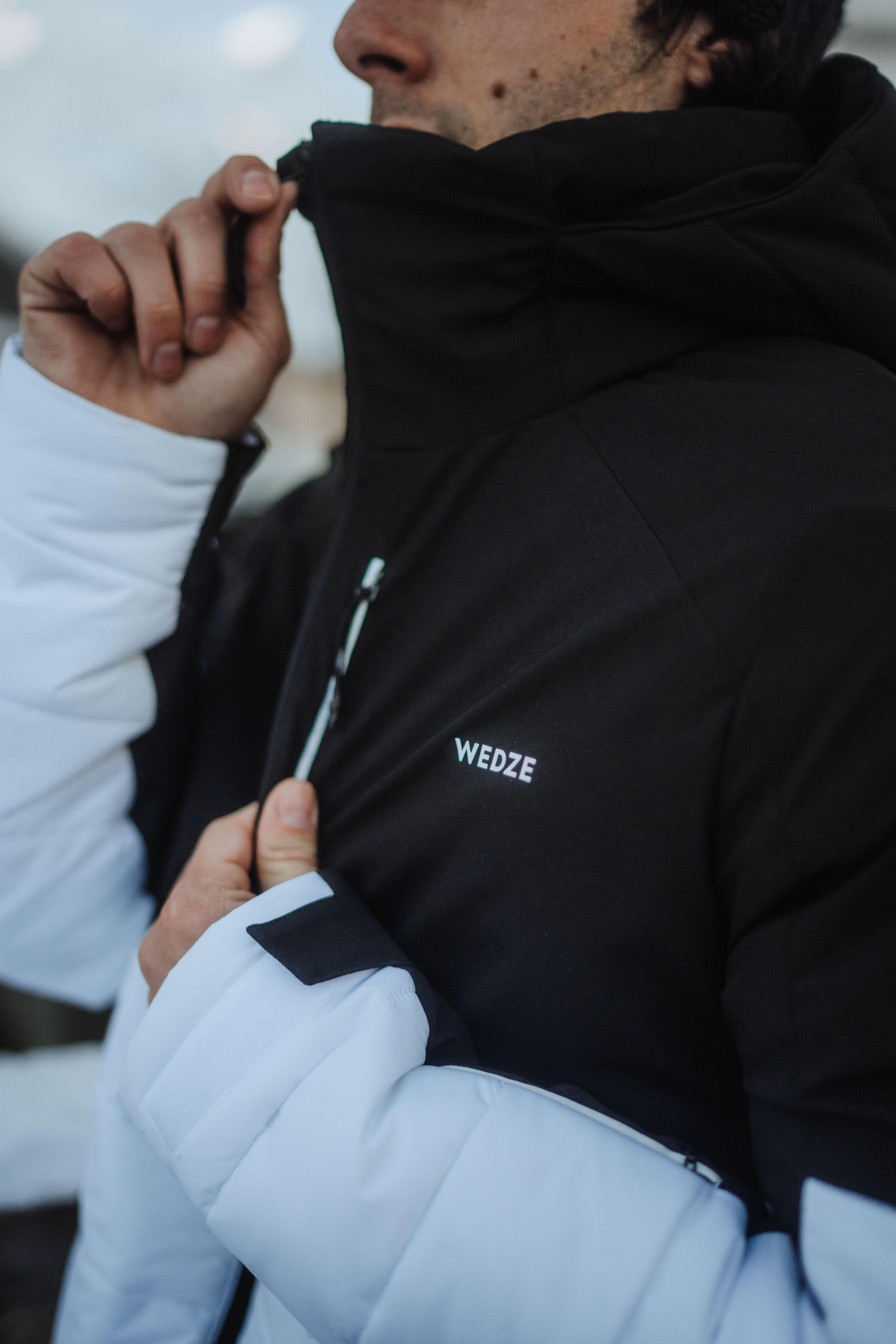 Men’s warm ski and snowboard jacket 100 - white/black 2/12