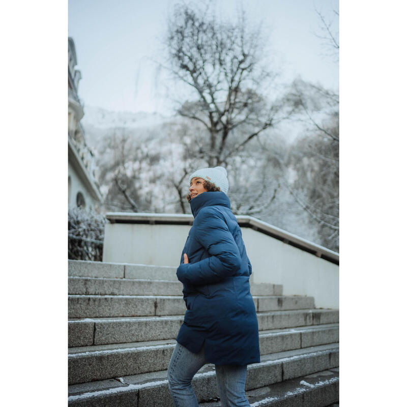 Casaco quente de ski comprido mulher 500 - azul