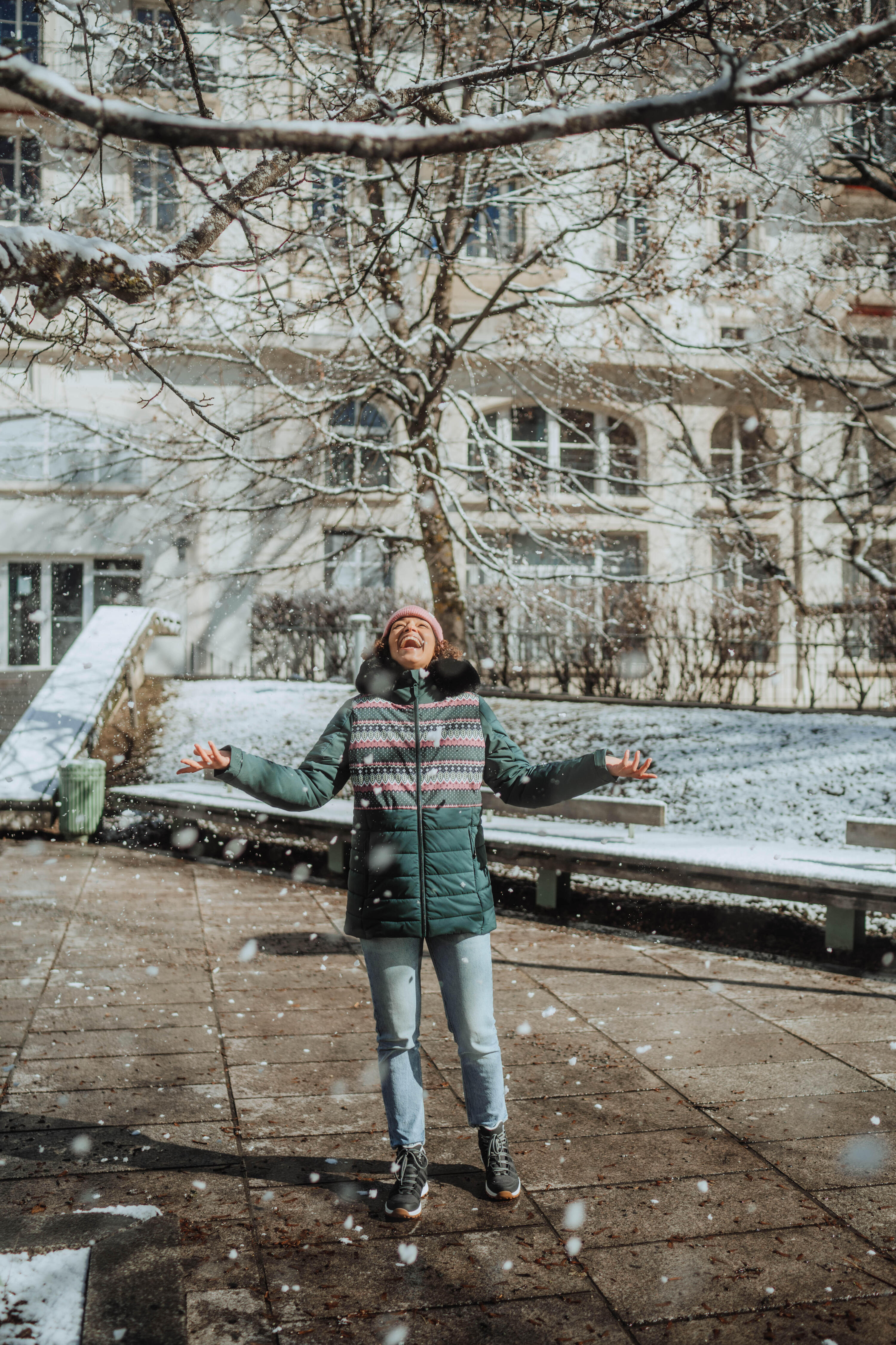 Veste de ski chaude mi-longue femme 100 - motifs 14/15