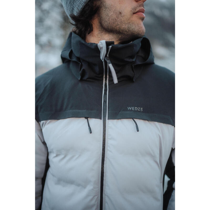 Erkek Şişme Kayak Montu - Gri/Siyah - Warm 500