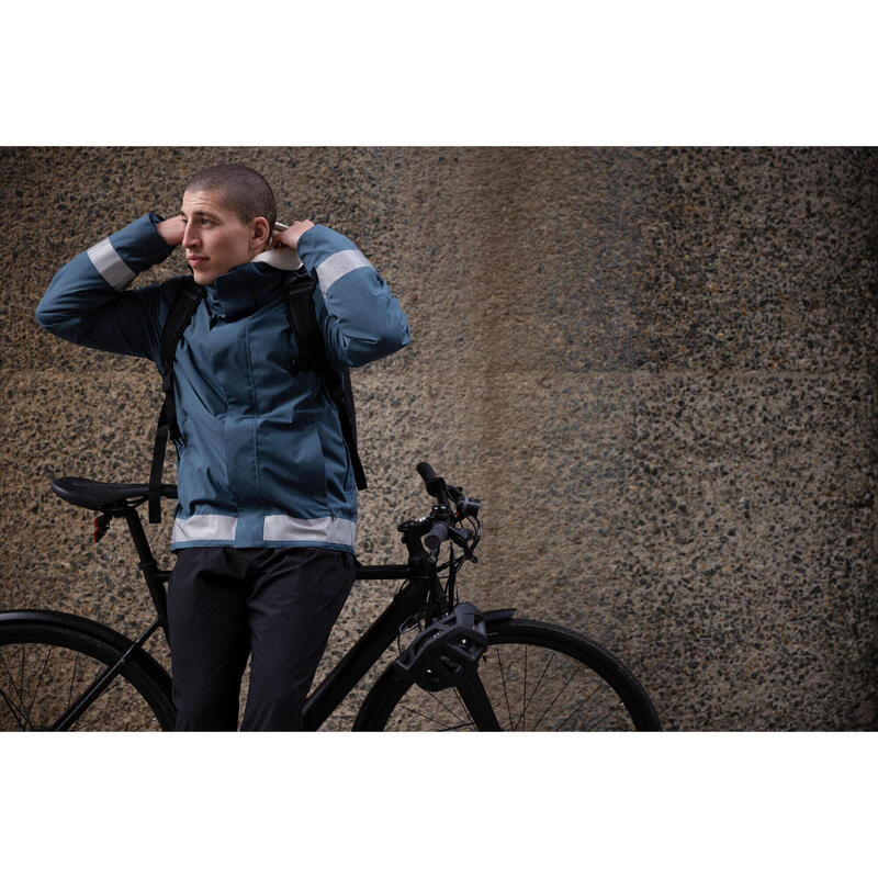 VESTE PLUIE CHAUDE VELO VILLE VISIBILITE NUIT 540 HOMME BLEU GRIS