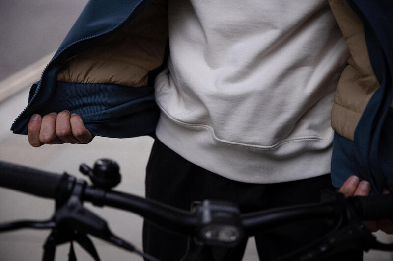 Ciepła kurtka przeciwdeszczowa na rower miejski męska Btwin 540 odblaskowa