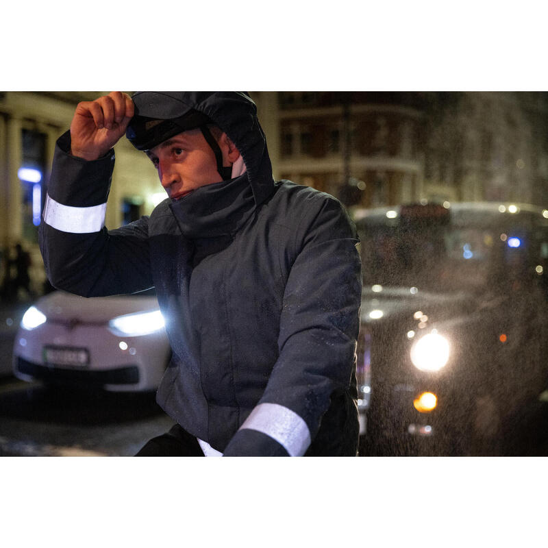 Fahrrad-Regenjacke City 540 warm Sichtbarkeit bei Nacht Herren blau/grau