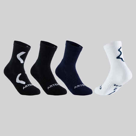 Vaikiškos ilgos teniso kojinės „RS 300“, 4 poros, mėlynos, baltos, mėlynos